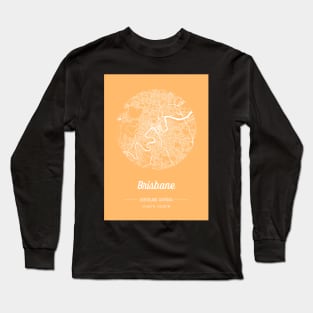 City map in golden yellow: Brisbane, Queensland, Australia with retro vintage flair Long Sleeve T-Shirt